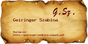 Geiringer Szabina névjegykártya